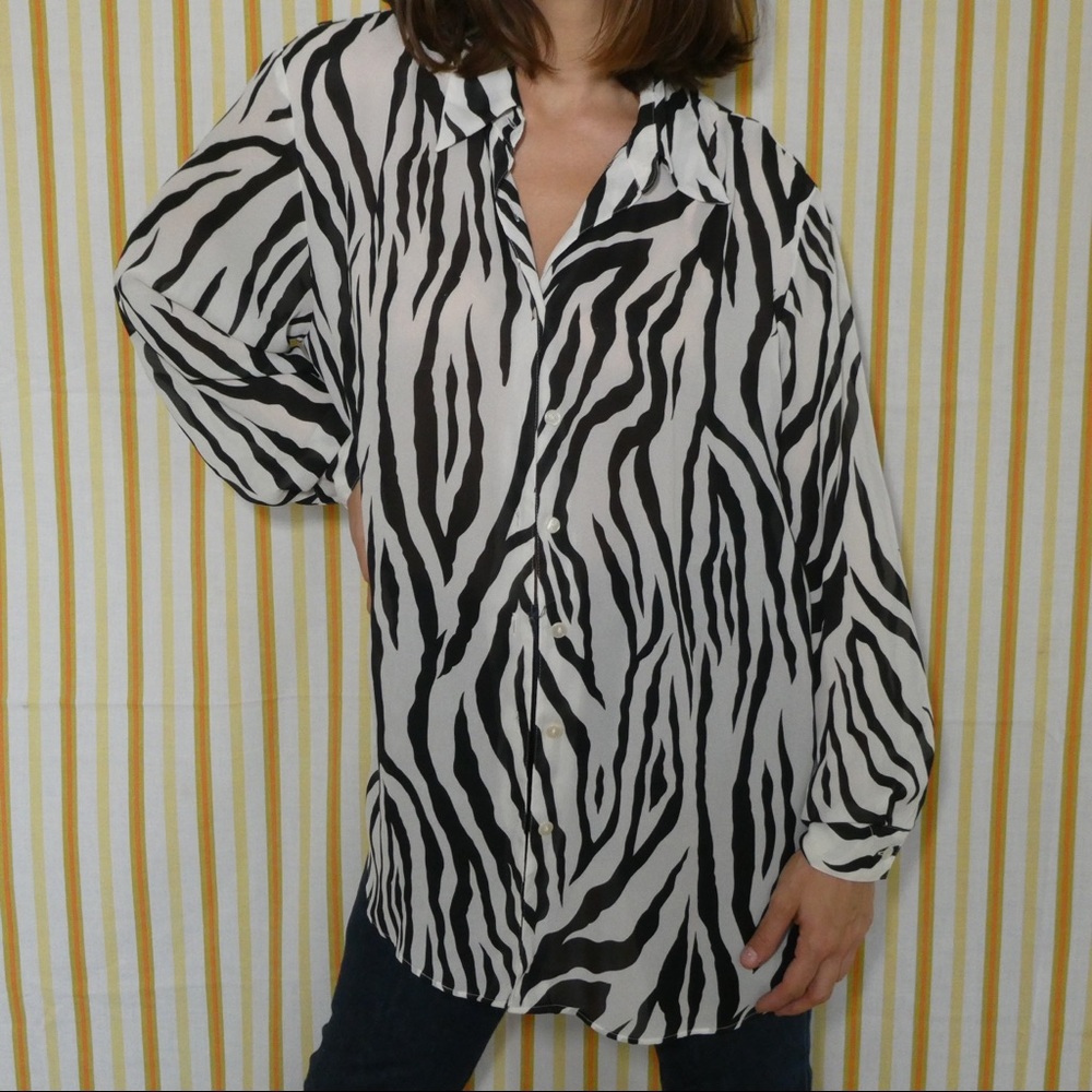 vintage Diane von Furstenberg sheer zebra top